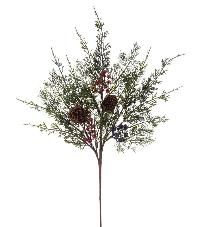 Red/Blue Berry Cone Cedar Spray
