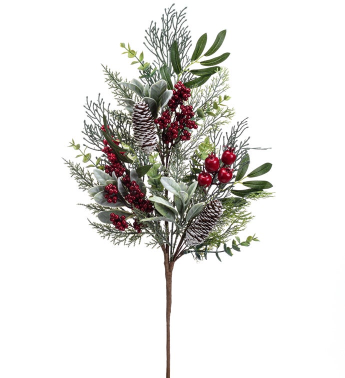 Red Berry Cone/Foliage Spray