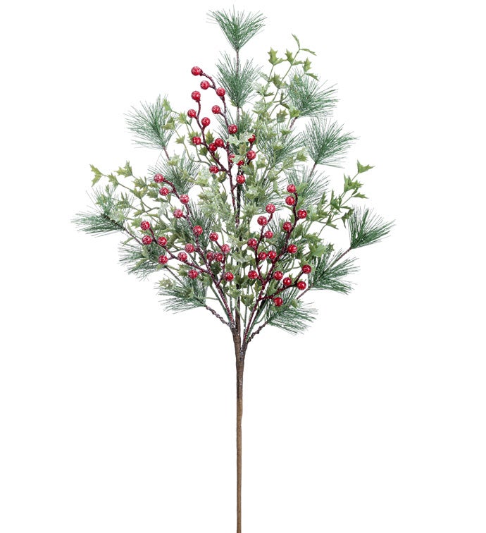 Holly Berry/Leaves Pine Spray