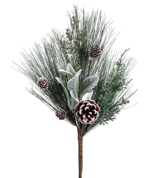 Mixed Pine Cone/Leaves Spray