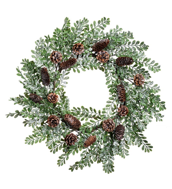 Boxwood Pine Cone Wreath