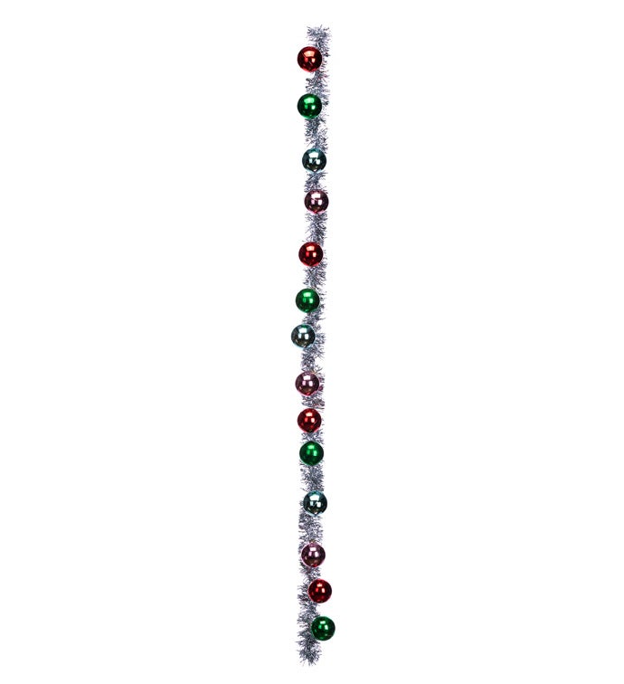 Silver Pine with Ball Ornaments Garland