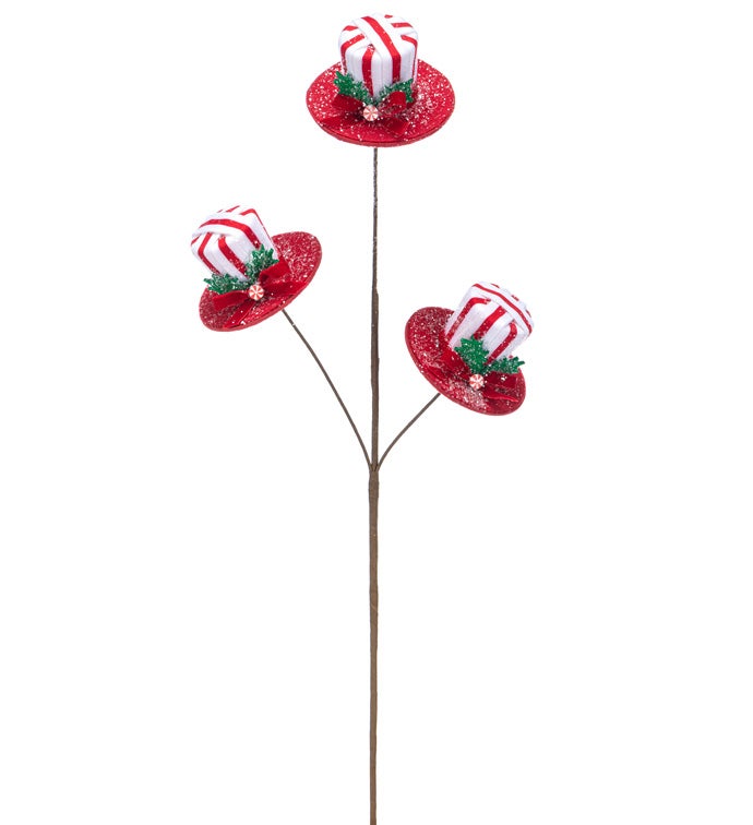 Red/White Holly Hat Spray