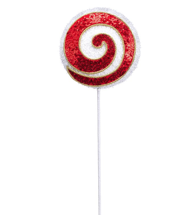 Red/White Glitter Swirl Pick