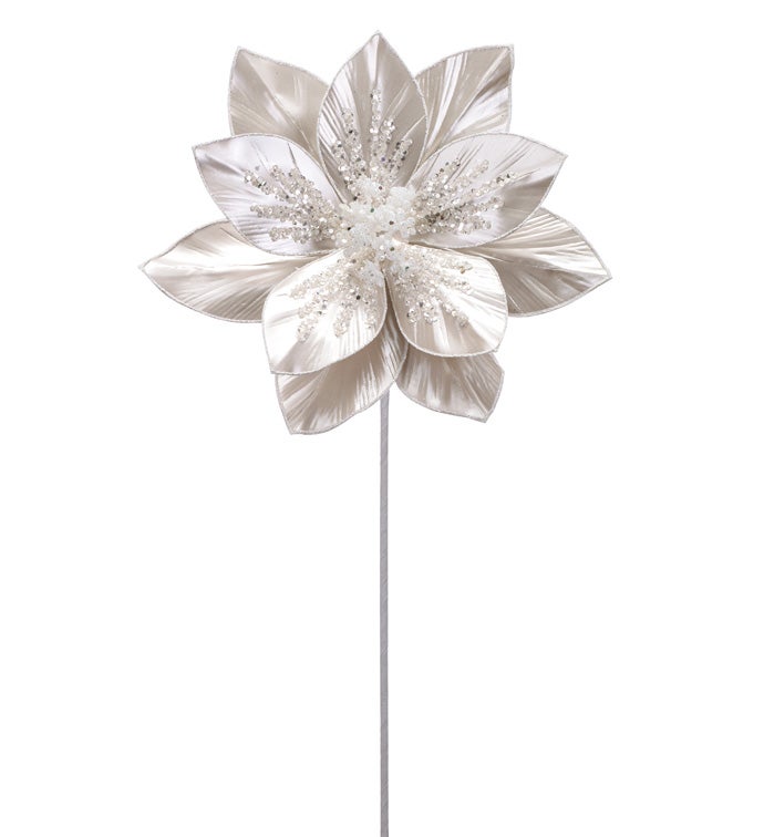 Shiny White Glitter Poinsettia