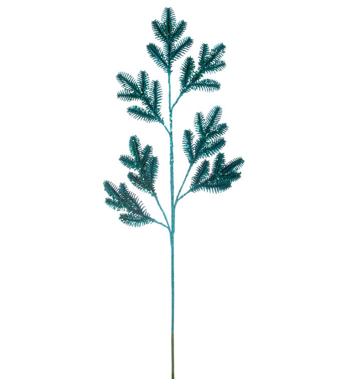 Turquoise Glitter Pine Spray