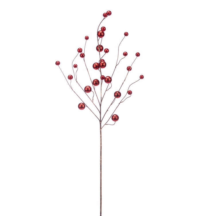 Red Glitter Berry Spray