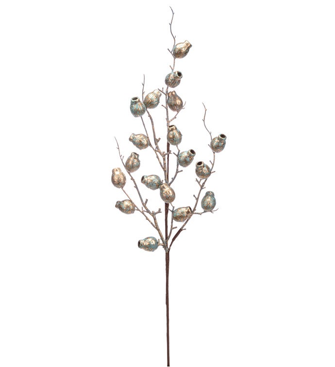 Metallic Gold/Blue Berry Branch