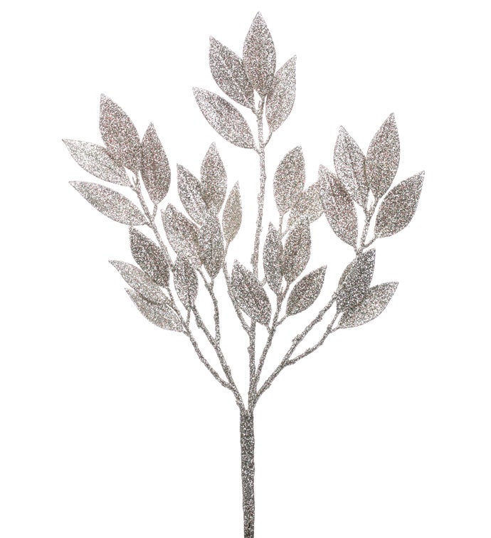 Pink Glitter Leaves Pick