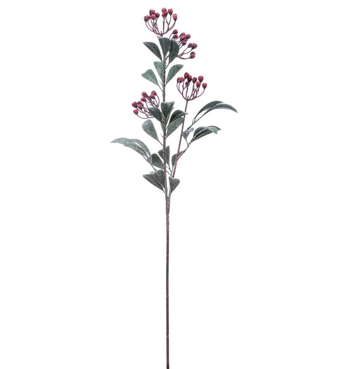 Red Berry Cluster Leaf Spray
