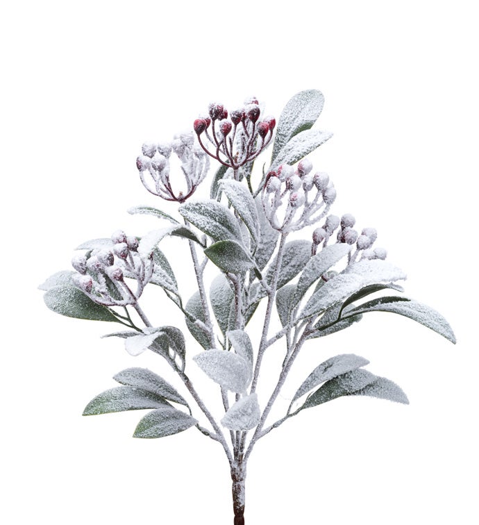 Snowy Red Berry Cluster Spray