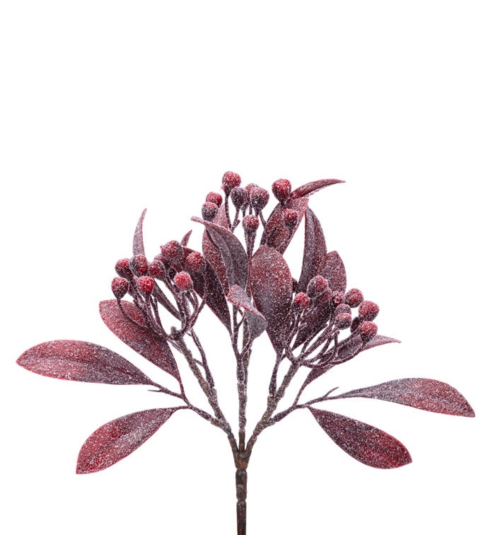 Frosted Red Berry/Red Leaf Pick