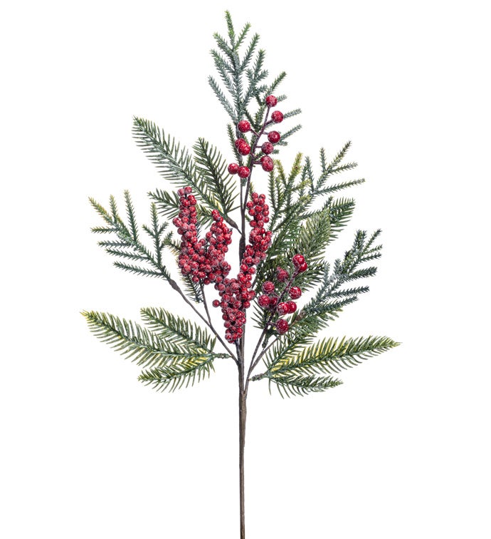 Red Berry Cluster Pine Pick