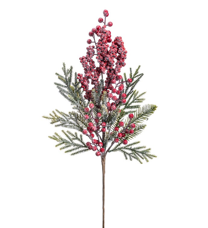 Red Berry Cluster Pine Spray