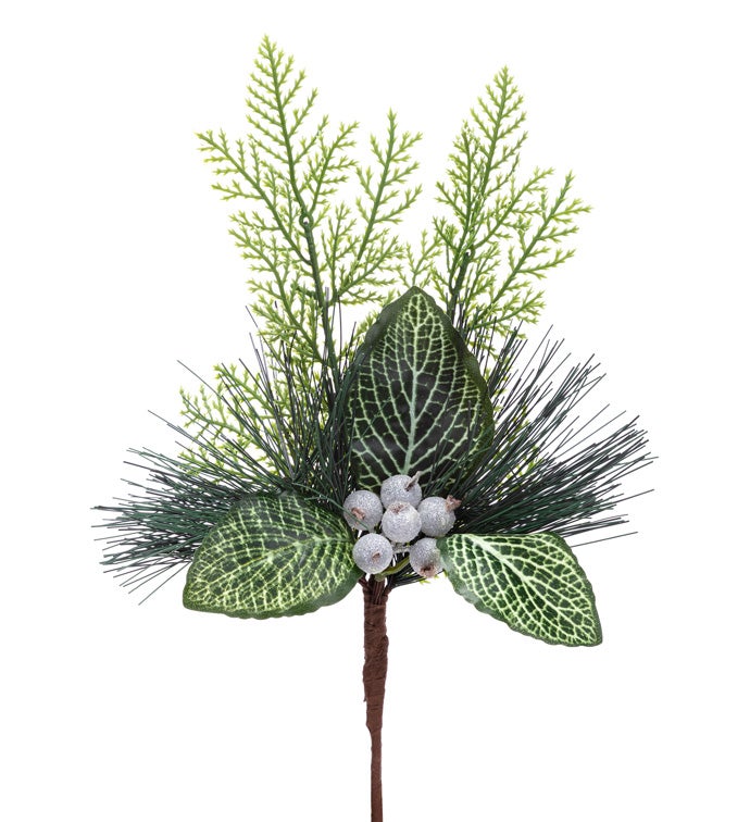 White Berry/Pine/Leaves Spray