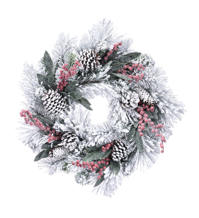 Snow Pine Berry/Cone Wreath