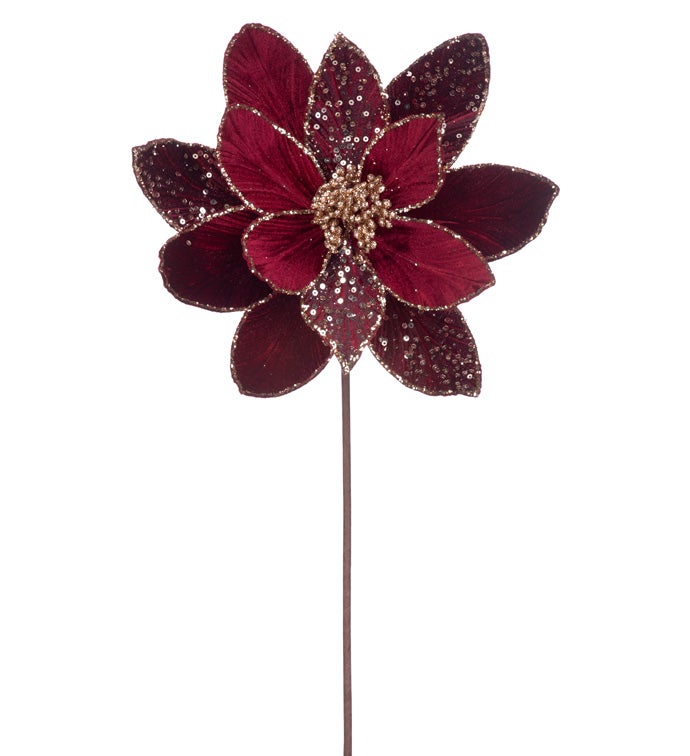 Burgundy/Gold Glitter Poinsettia