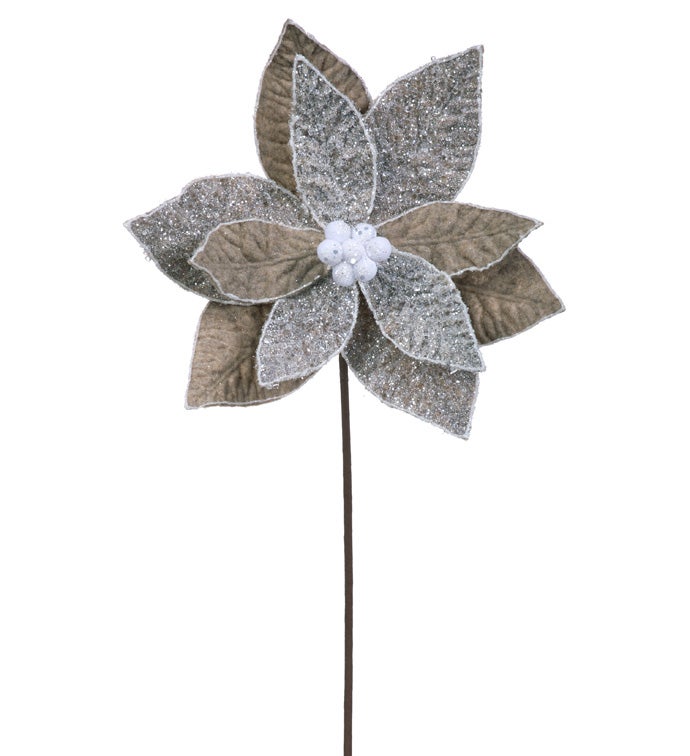 2-Tone Beige Glitter Poinsetta