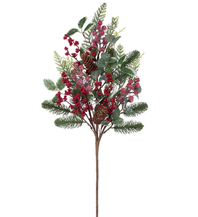 Frost Red Berry/Pine/Foliage Spray