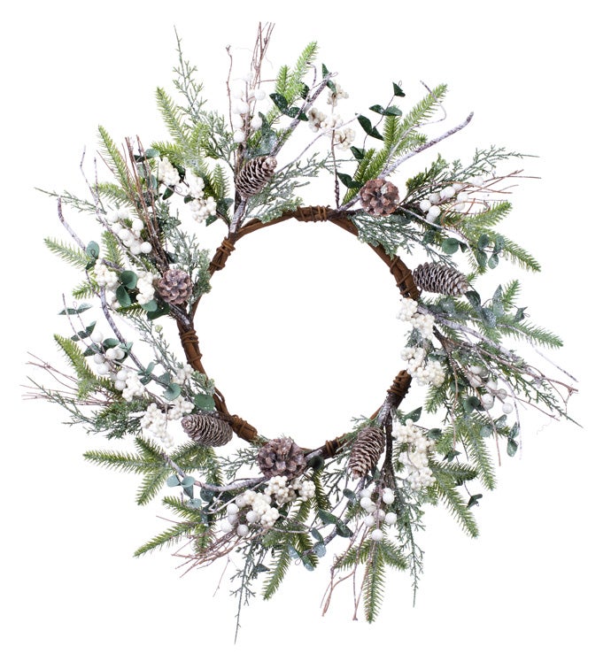 White Berry Pine/Cone Wreath