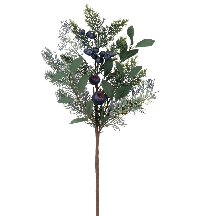 Dark Blue Berry Pine/Leaves Pick