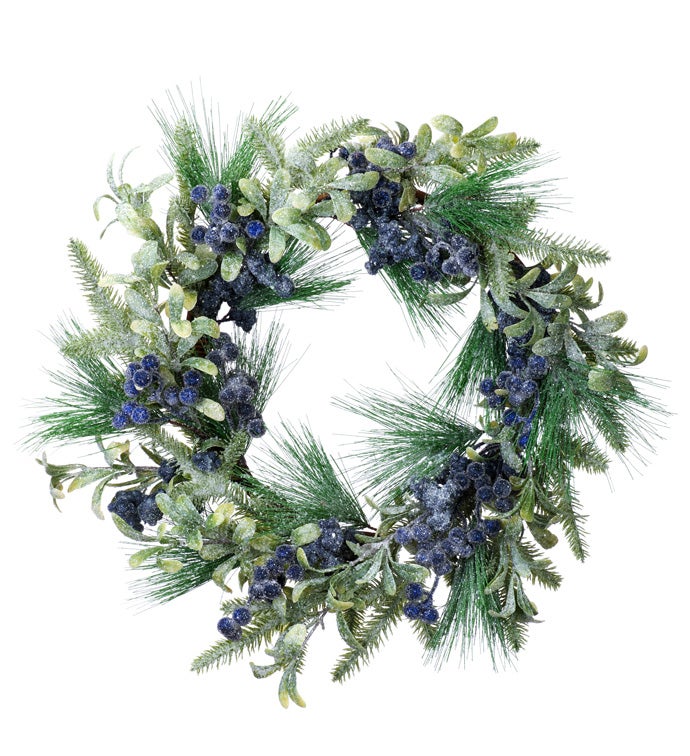 Glitter Blue Berry Pine Wreath