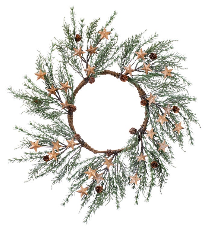 Gold Star/Cone Pine Wreath
