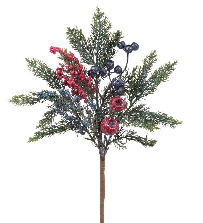 Icy Blue/Red Berry/Foliage Pick