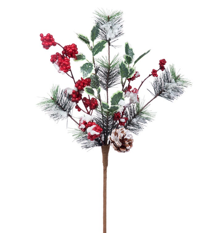 Snow Red Berry Pine/Cone Pick