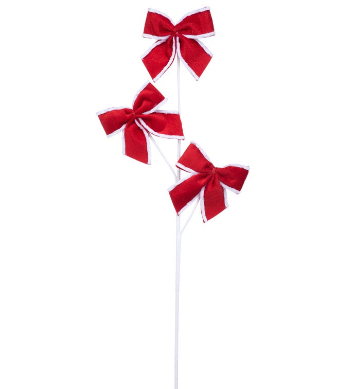 Red/White Bow Spray x 3