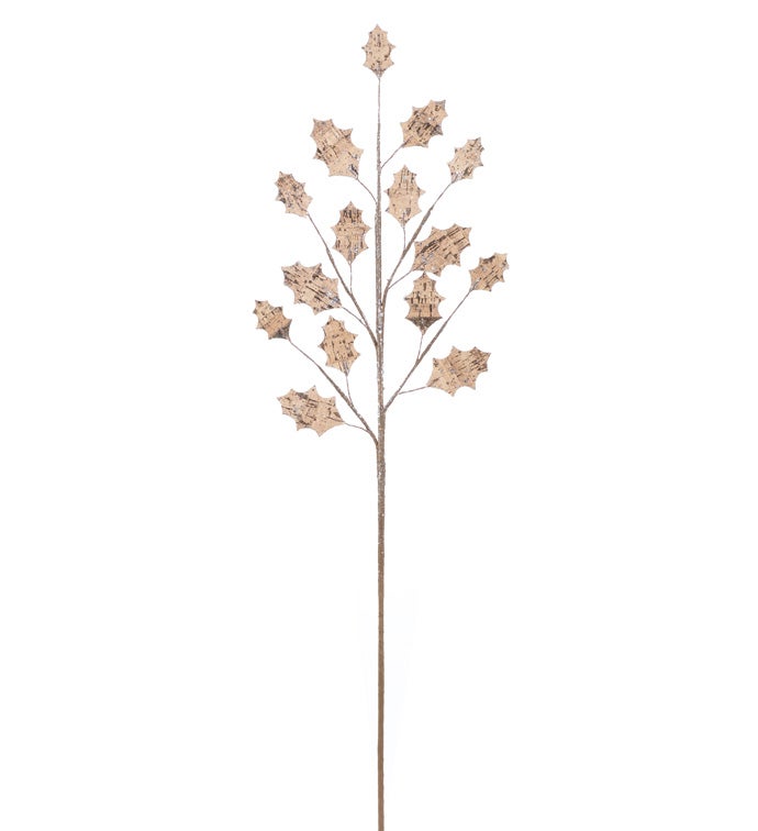 Brown Holly Leaves Spray