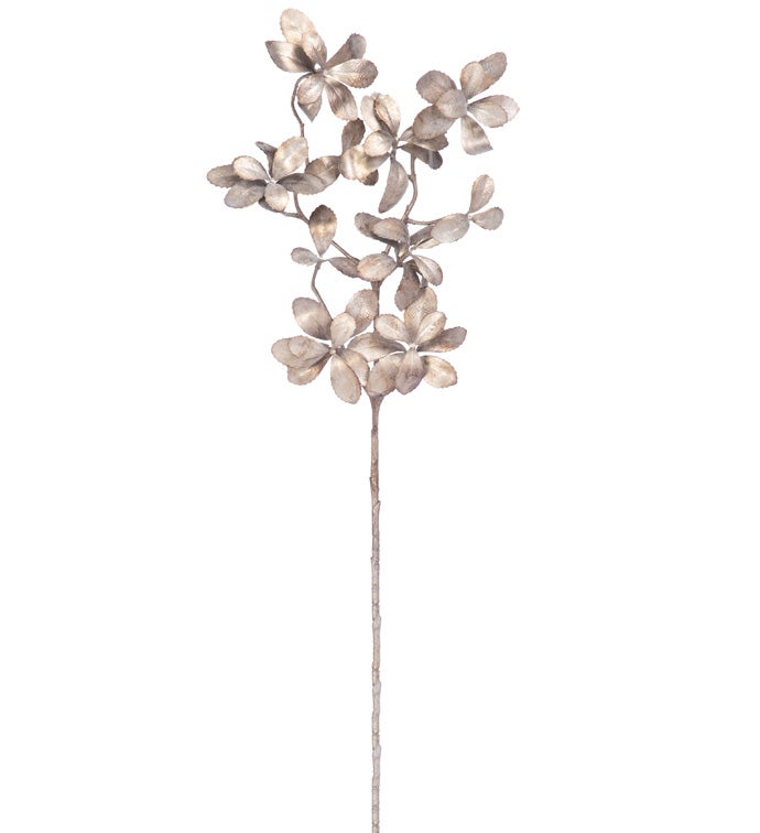 Pewter Leaf Clusters Spray