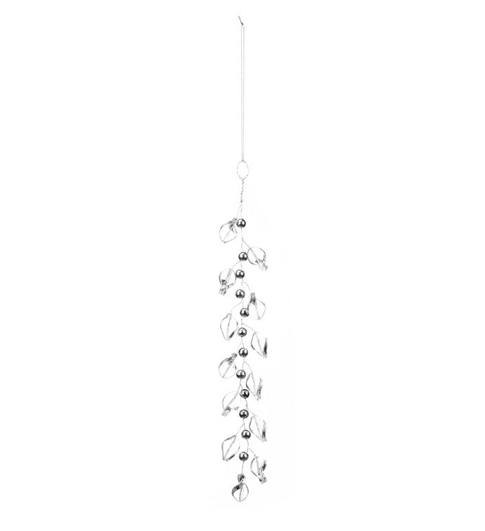 Silver Beads/Clear Leaves Ornament