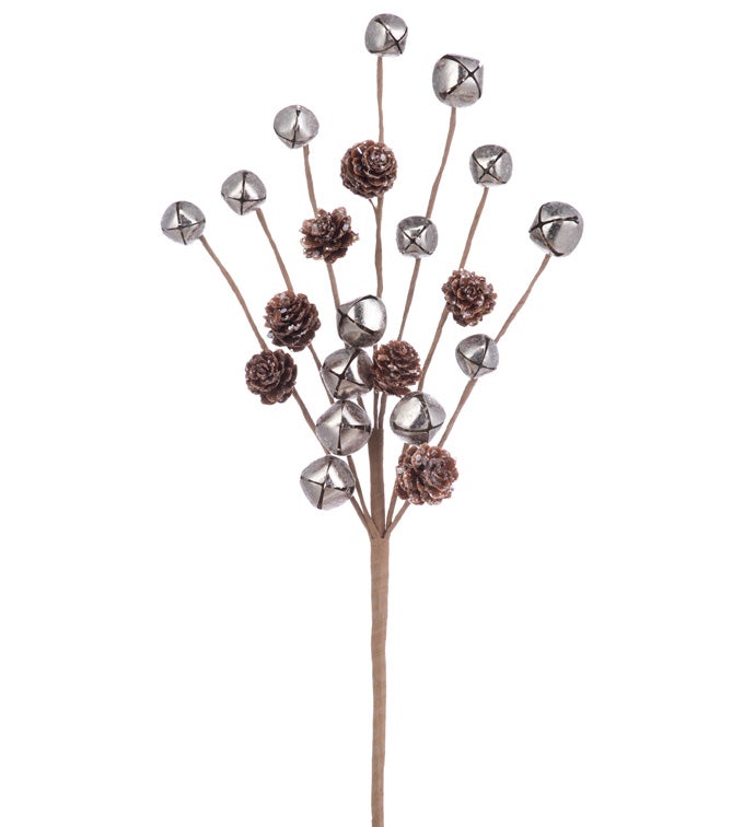 Silver Bells Pine Cone Spray