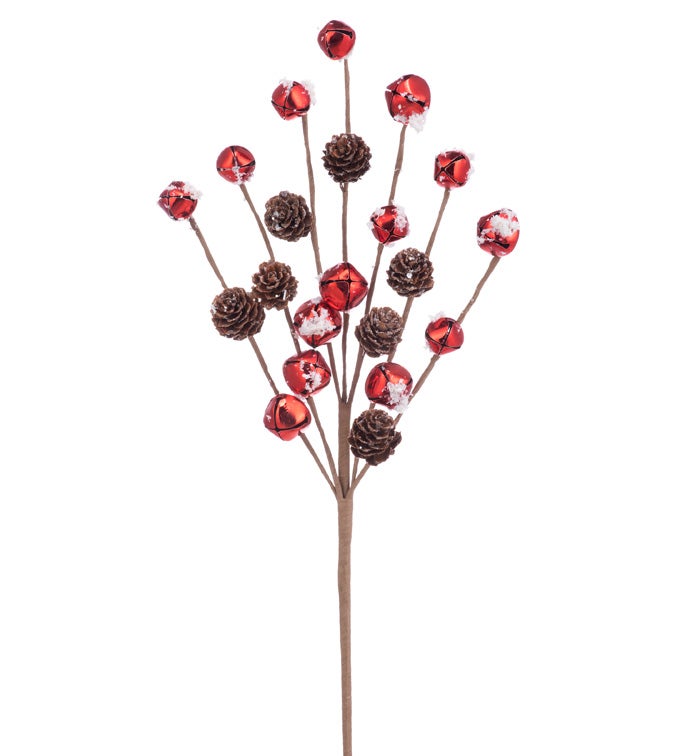 Snow Red Bells Pine Cone Spray