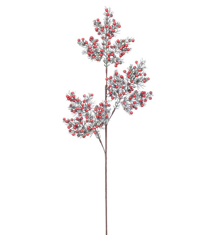 Red Frosted Berry Pine Spray