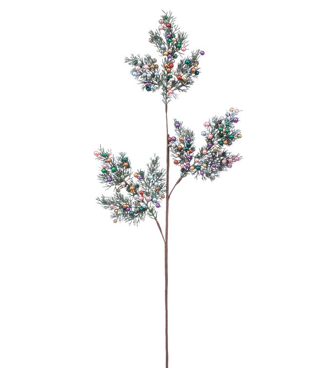 Mix Glitter Frosted Berry Pine Spray