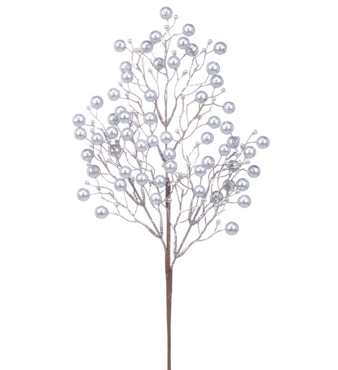 Silver Berry Glitter Ball Spray