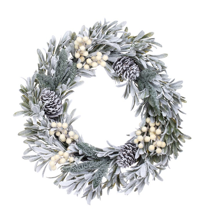 Pine/Leaves Berry Snow Wreath