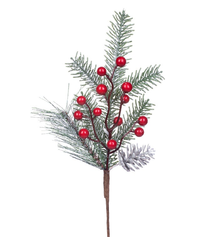 Mixed Pine/Red Berry Cone Spray