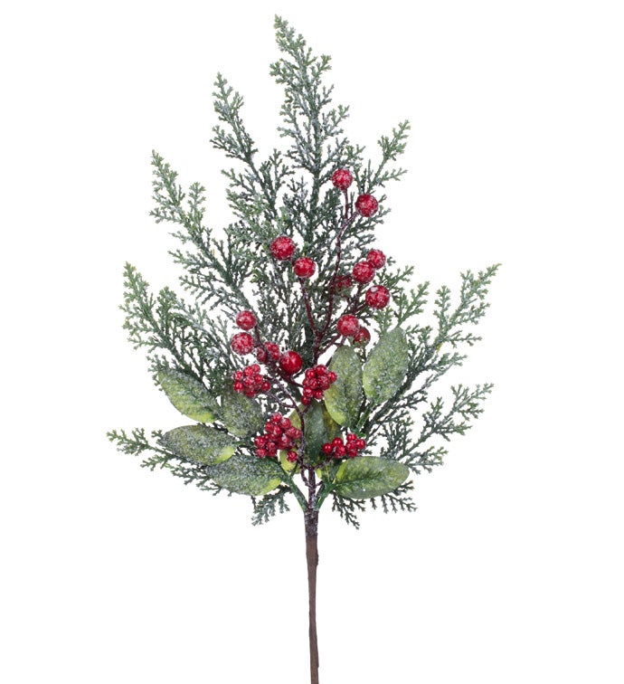 Snow Cedar Red Berry Spray