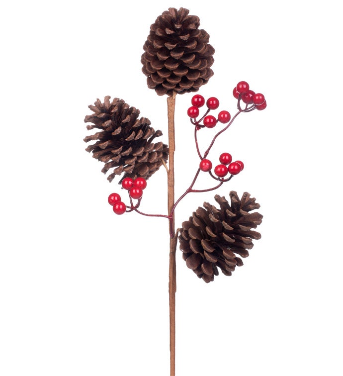 3-Cone Red Berry Spray