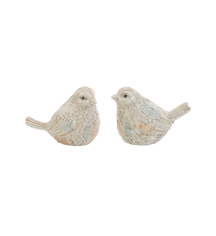 White Snowflake Birds, 2 Assorted