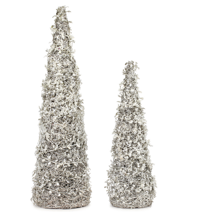 Silver Cone Tree, Set of 2