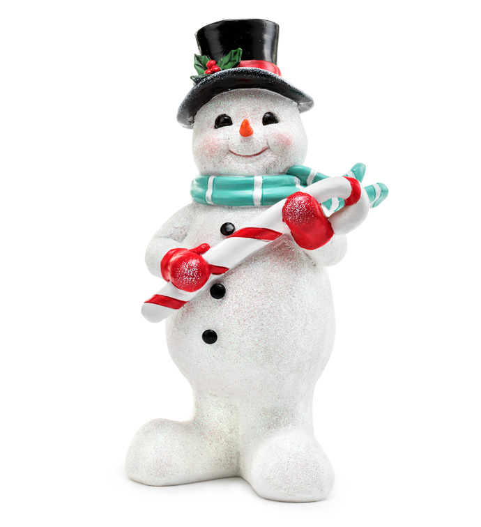 Glitter Snowman With Candy Cane