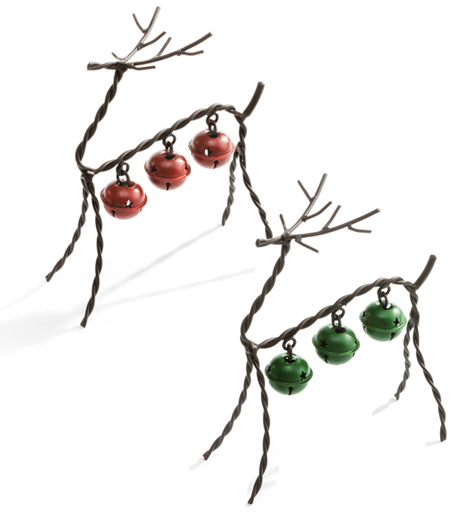 Metal Deer with Jingle Bells, 2 Ass