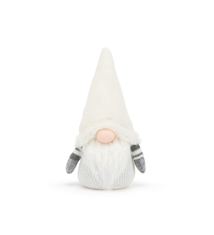 Gray/White Crocheted Gnome Sitter