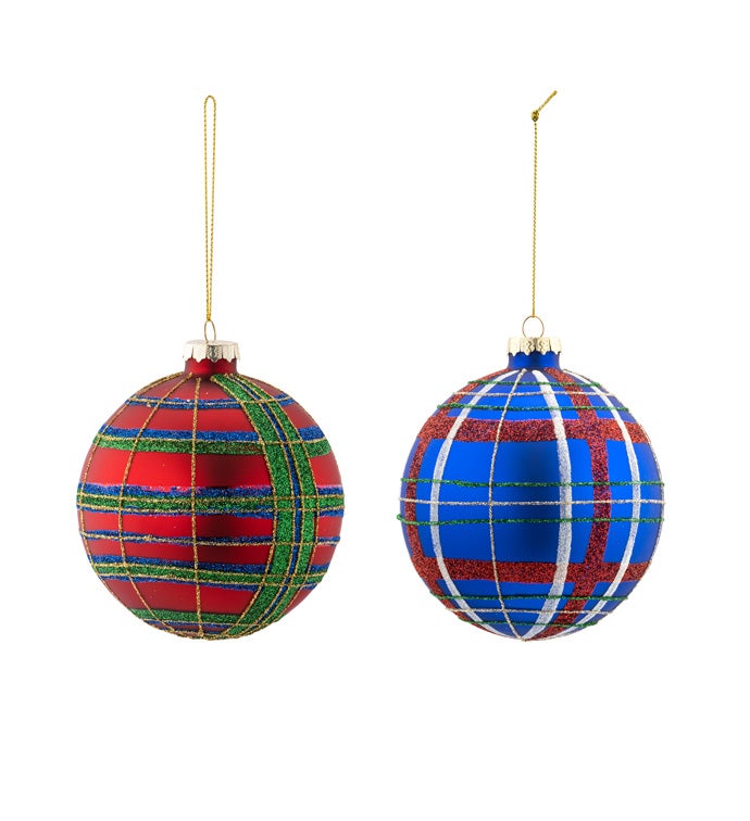 Plaid Ornament, 2 Assorted