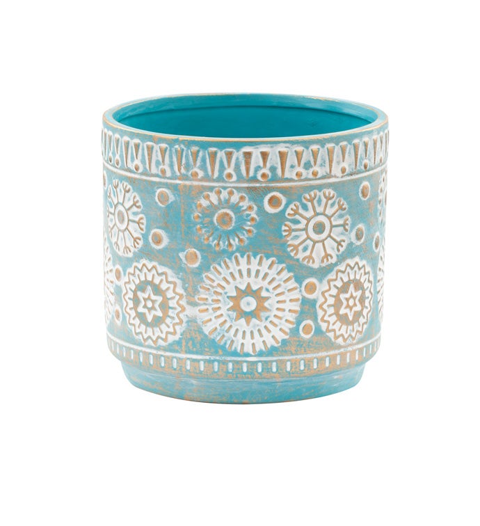Blue/Copper Snowflake Planter