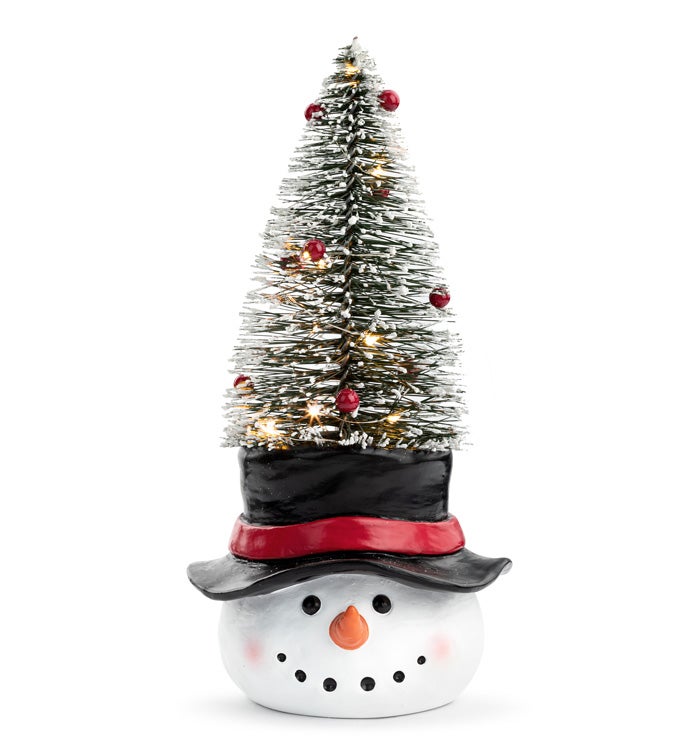 LED Snowman with Tree Hat          